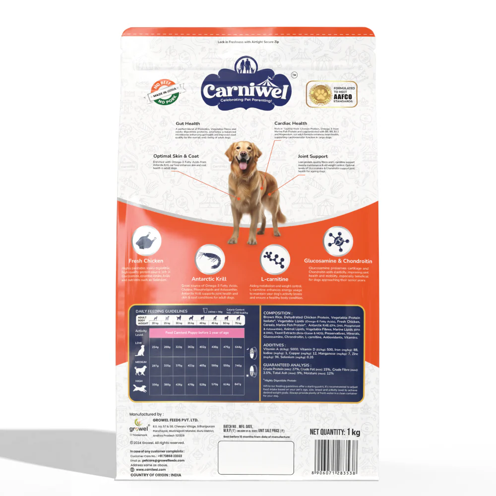 Carniwel Fresh Chicken Kibble Large Breed Adult Dog Dry Food - Image 8