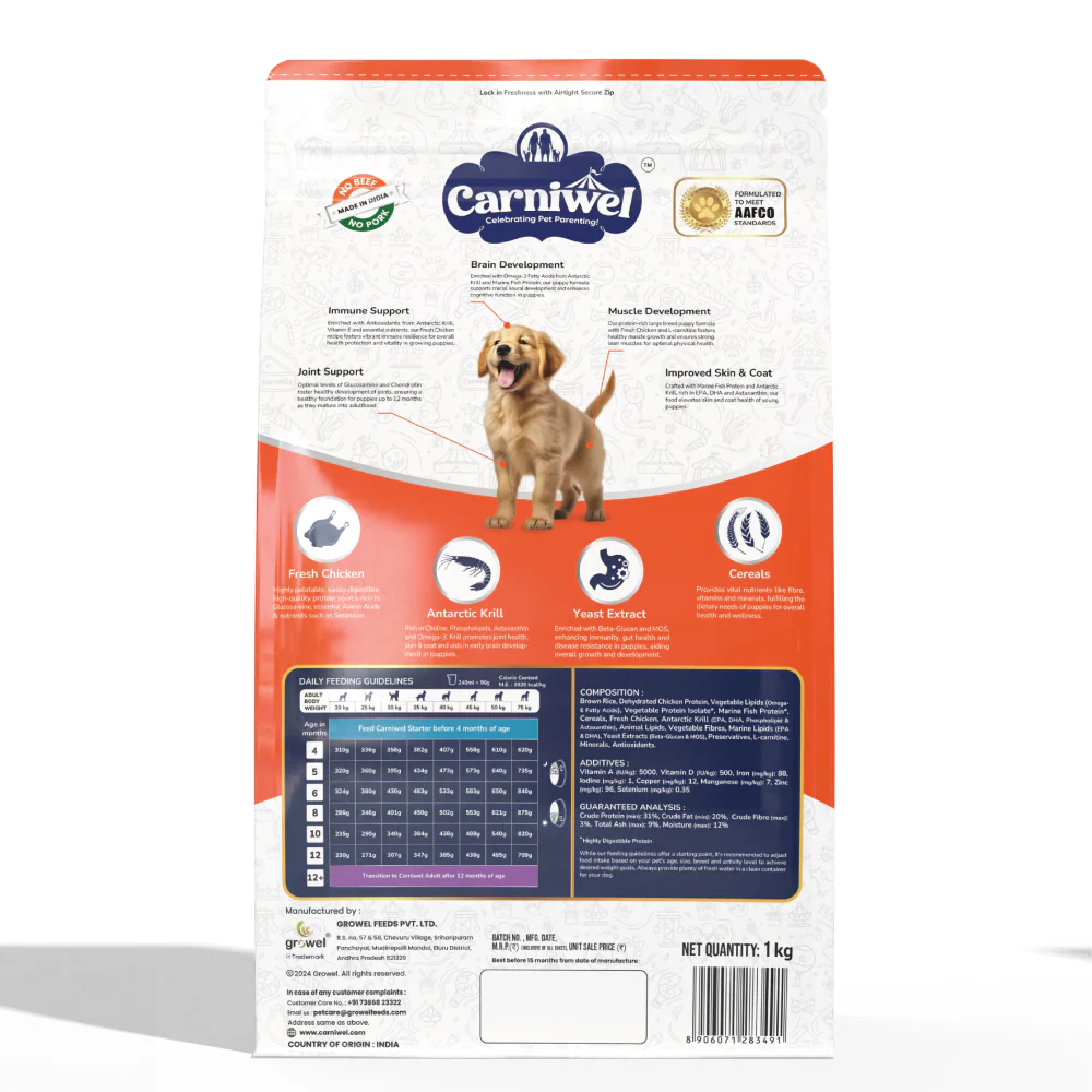 Carniwel Fresh Chicken Kibble Large Breed Puppy Dog Dry Food - Image 8