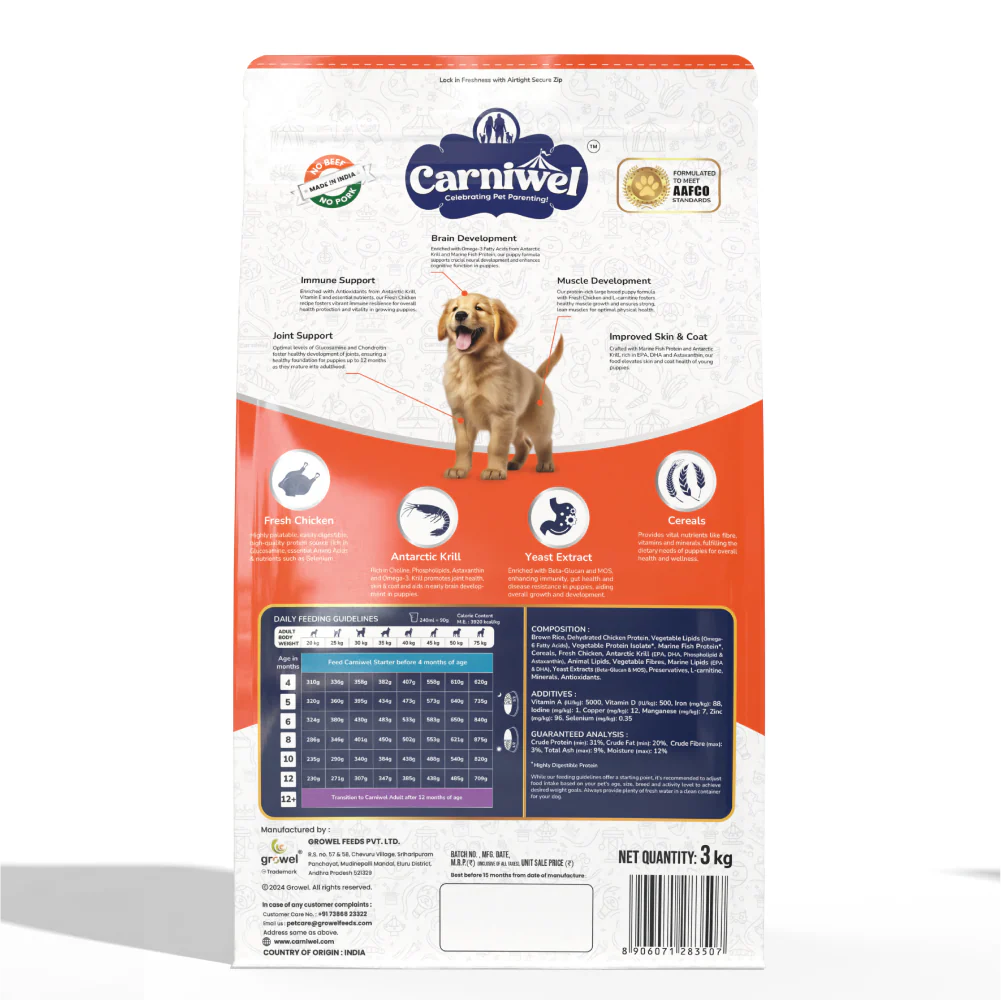Carniwel Fresh Chicken Kibble Large Breed Puppy Dog Dry Food - Image 9