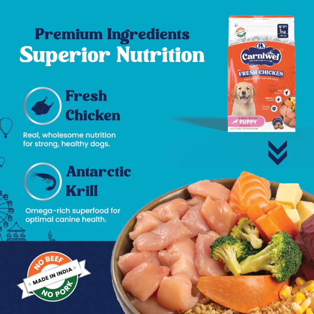 Carniwel Fresh Chicken Kibble Large Breed Puppy Dog Dry Food - Image 6