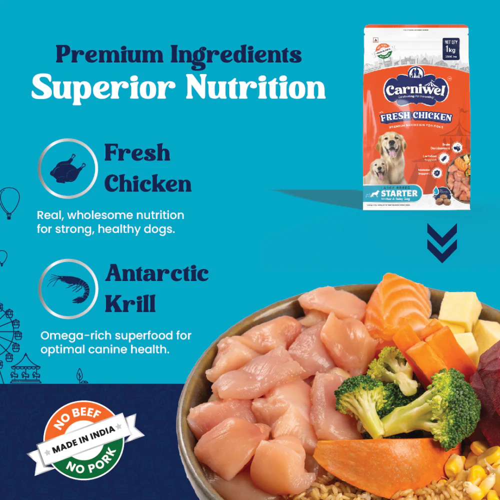 Carniwel Fresh Chicken Kibble Large Breed Starter Dog Dry Food - Image 6