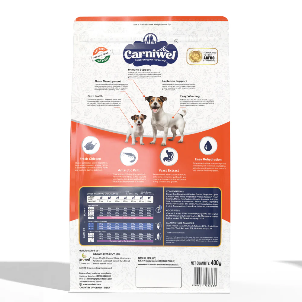 Carniwel Fresh Chicken Kibble Starter For Small Breed Mother & Baby Dog Dry Food - Image 10