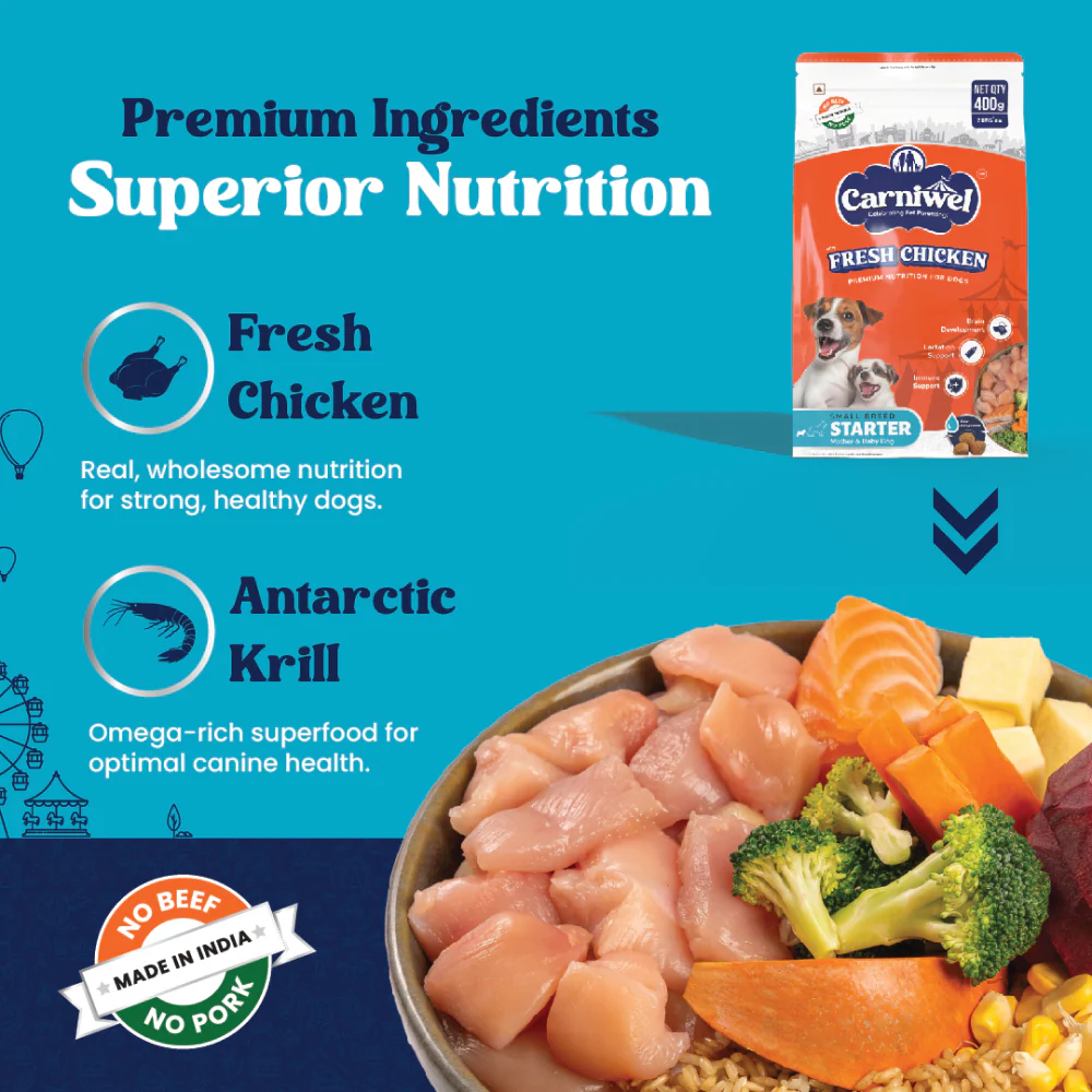 Carniwel Fresh Chicken Kibble Starter For Small Breed Mother & Baby Dog Dry Food - Image 2