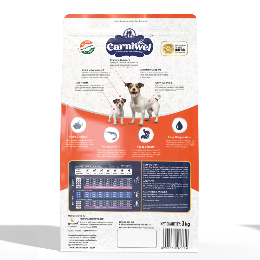 Carniwel Fresh Chicken Kibble Starter For Small Breed Mother & Baby Dog Dry Food - Image 8