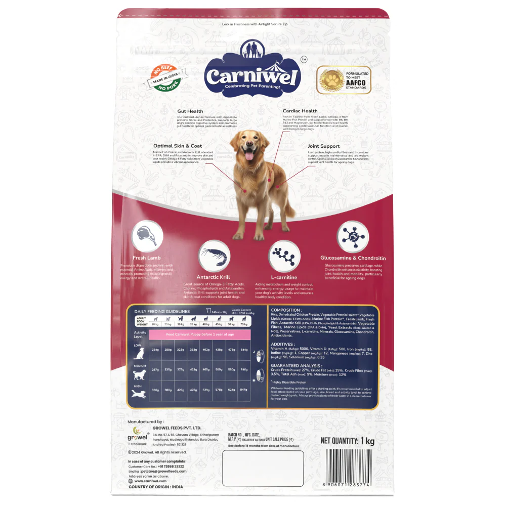 Carniwel Fresh Lamb Large Breed Adult Dog Dry Food - Image 7