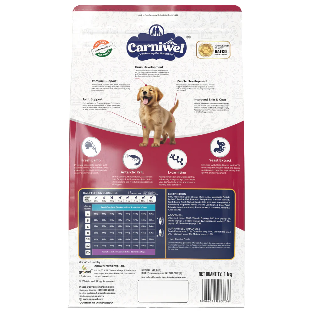 Carniwel Fresh Lamb Large Breed Puppy Dog Dry Food - Image 7