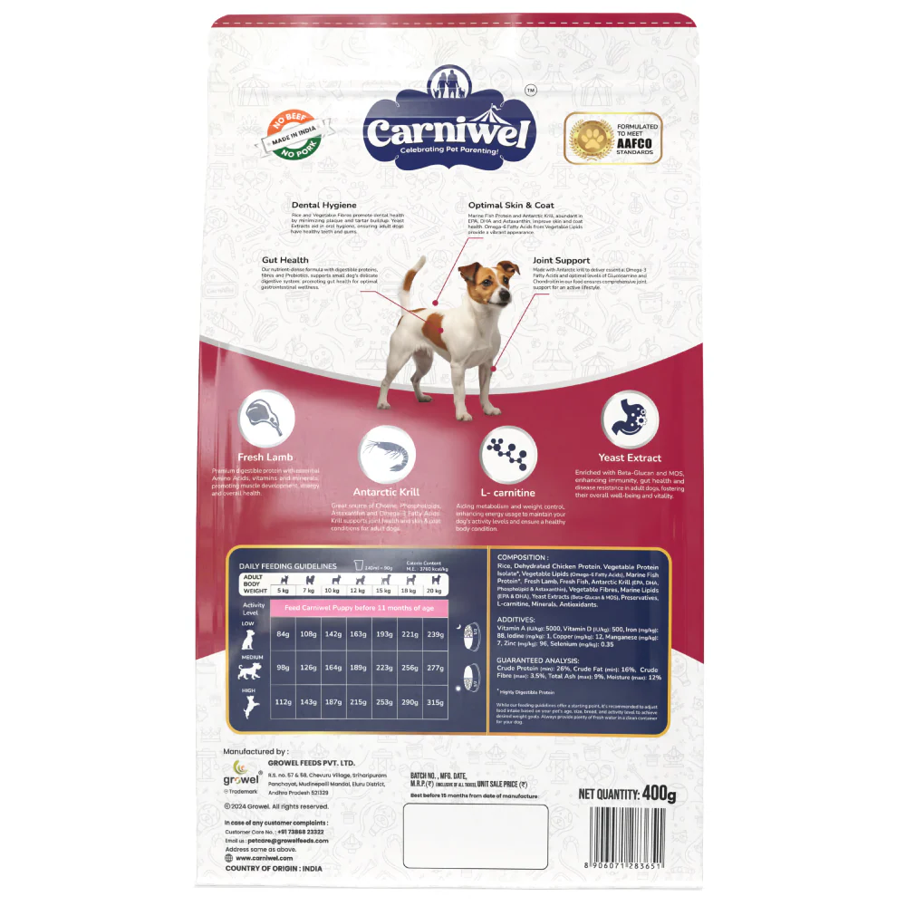 Carniwel Fresh Lamb Small Breed Adult Dog Dry Food - Image 8