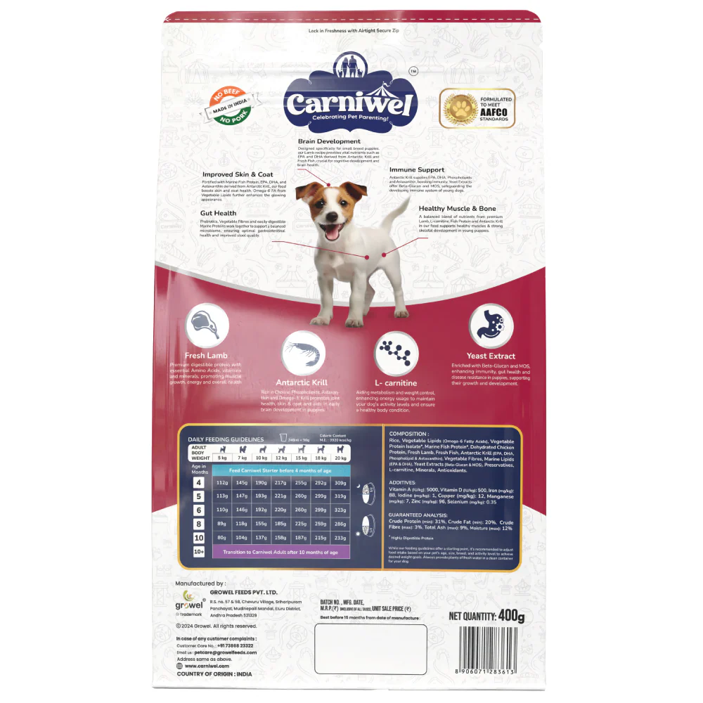 Carniwel Fresh Lamb Small Breed Puppy Dog Dry Food - Image 8