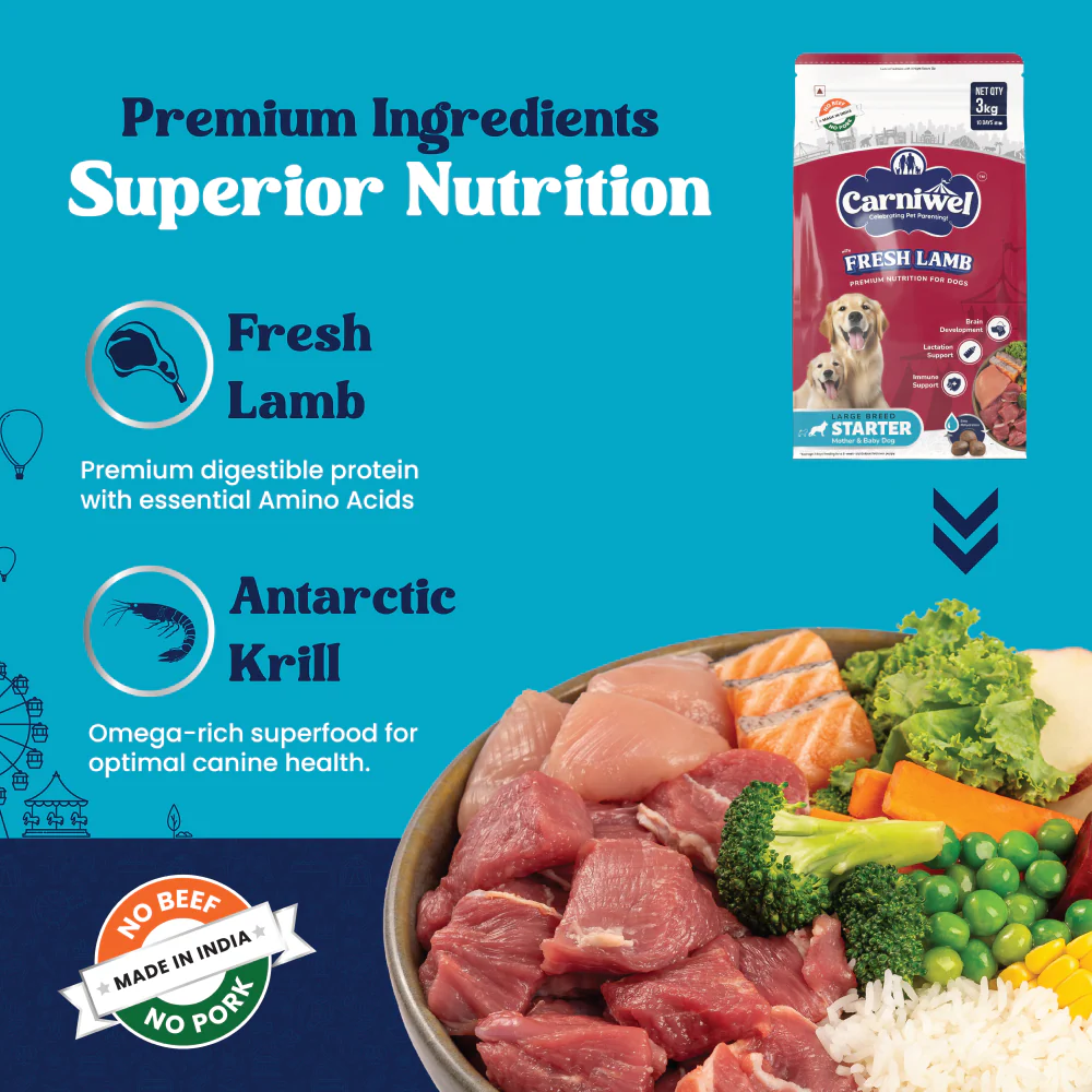 Carniwel Fresh Lamb Starter for Large Breed Mother and Baby Dog Dry Food - Image 4