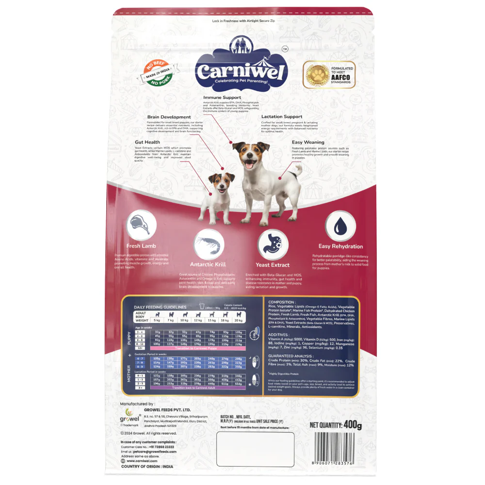 Carniwel Fresh Lamb Starter For Small Breed Mother & Baby Dog Dry Food - Image 8