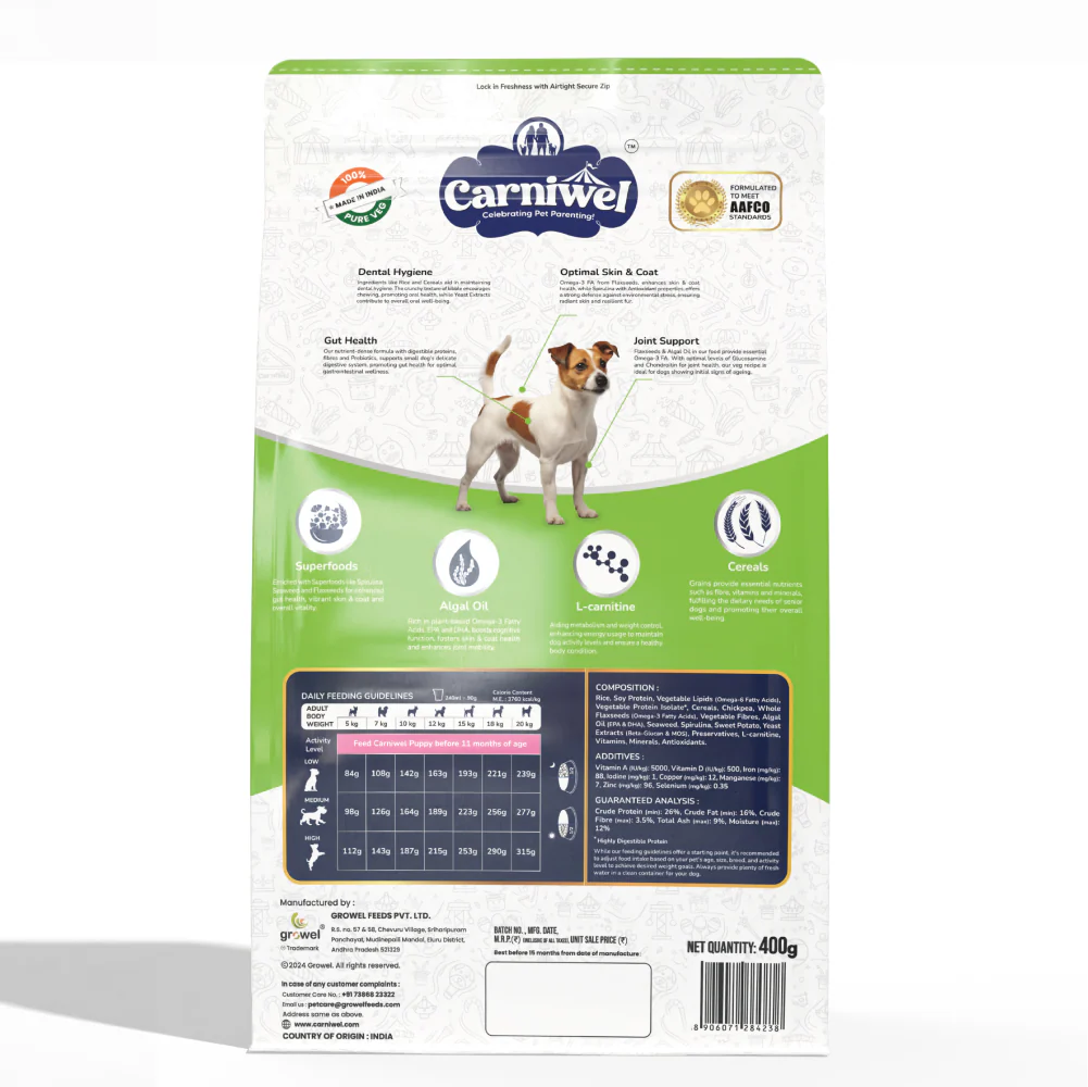 Carniwel Superfoods Veg Kibble Small Breed Adult Dog Dry Food - Image 11