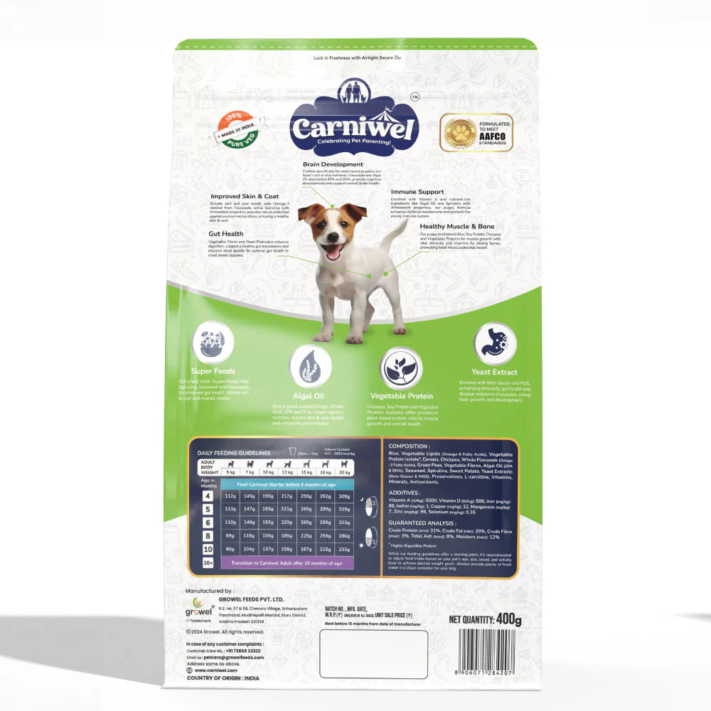 Carniwel Superfoods Veg Kibble Small Breed Puppy Dog Dry Food - Image 9