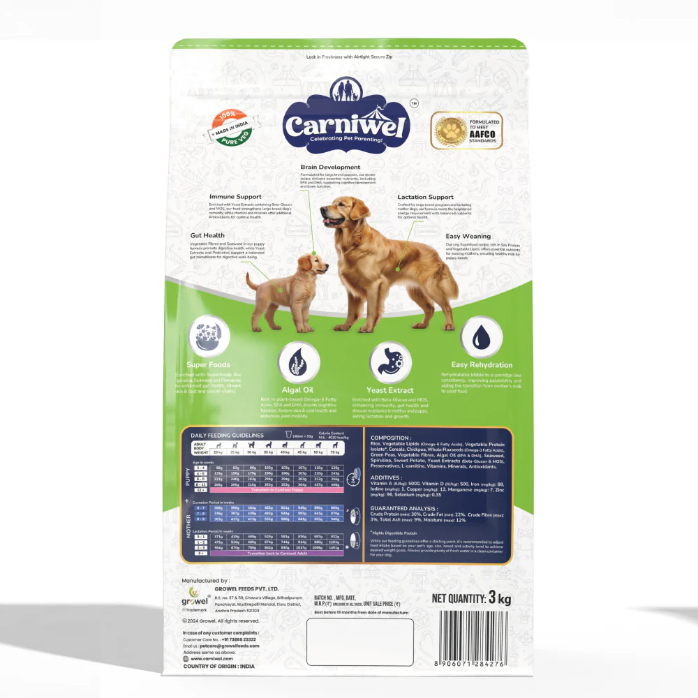 Carniwel Superfoods Veg Kibble Starter For Large Breed Mother & Baby Dog Dry Food - Image 8