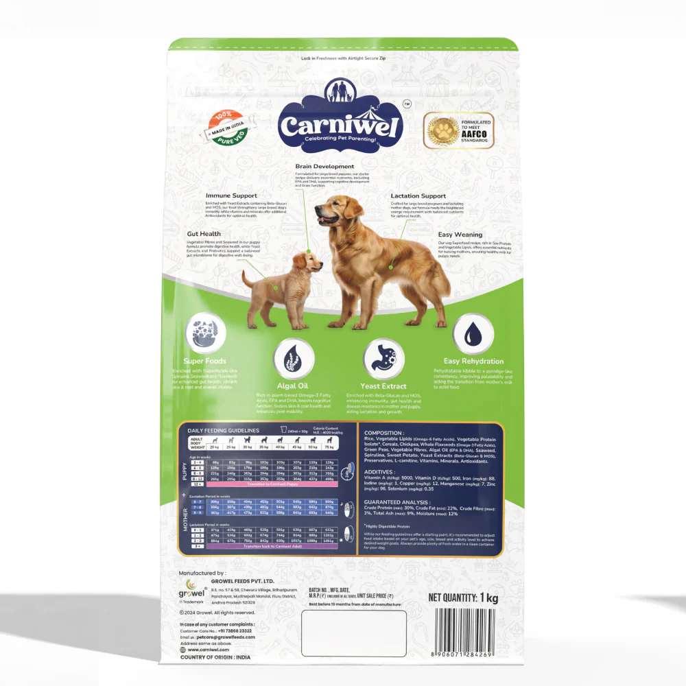Carniwel Superfoods Veg Kibble Starter For Large Breed Mother & Baby Dog Dry Food - Image 9