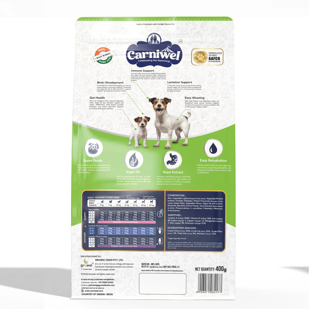 Carniwel Superfoods Veg Kibble Starter For Small Breed Mother & Baby Dog Dry Food - Image 11