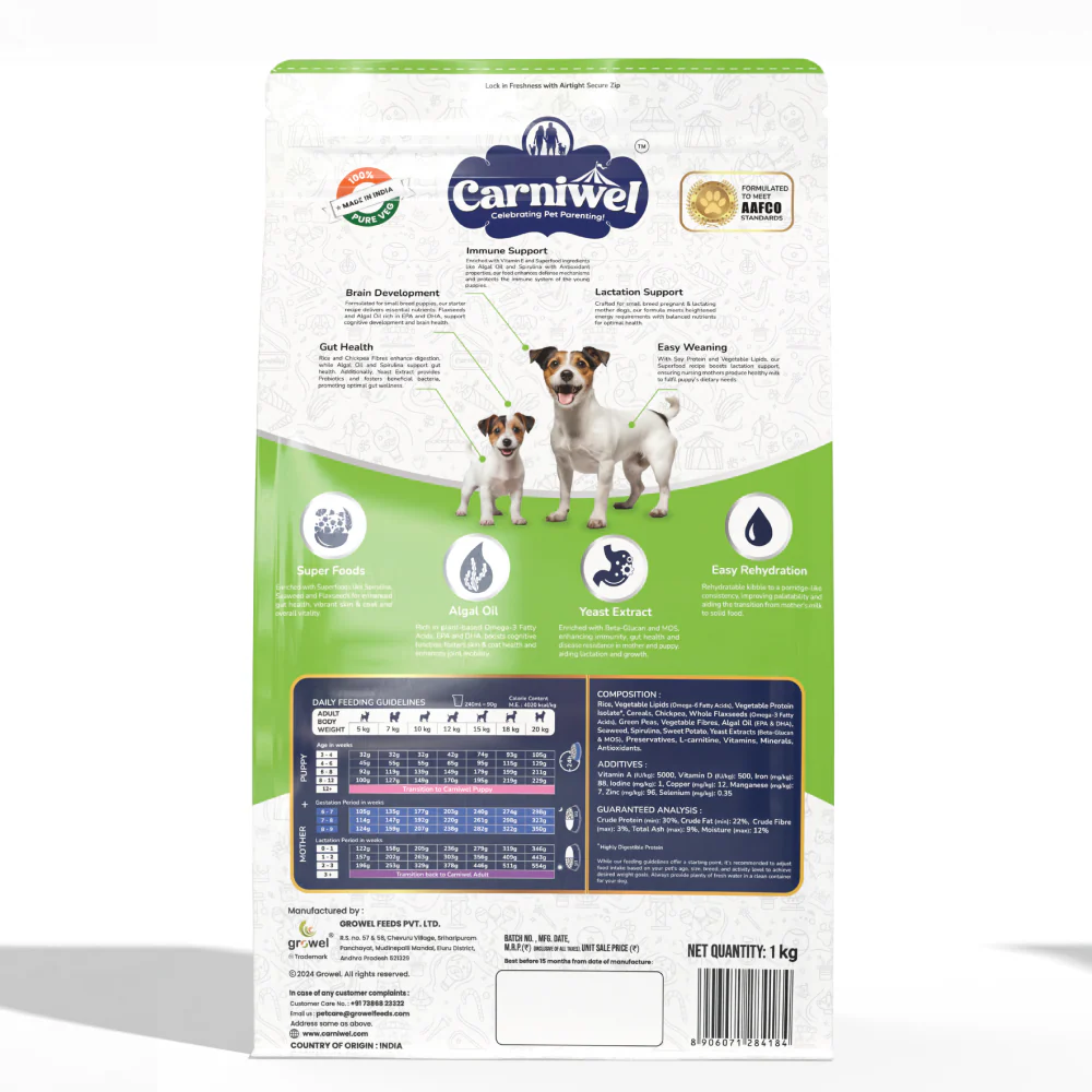 Carniwel Superfoods Veg Kibble Starter For Small Breed Mother & Baby Dog Dry Food - Image 9