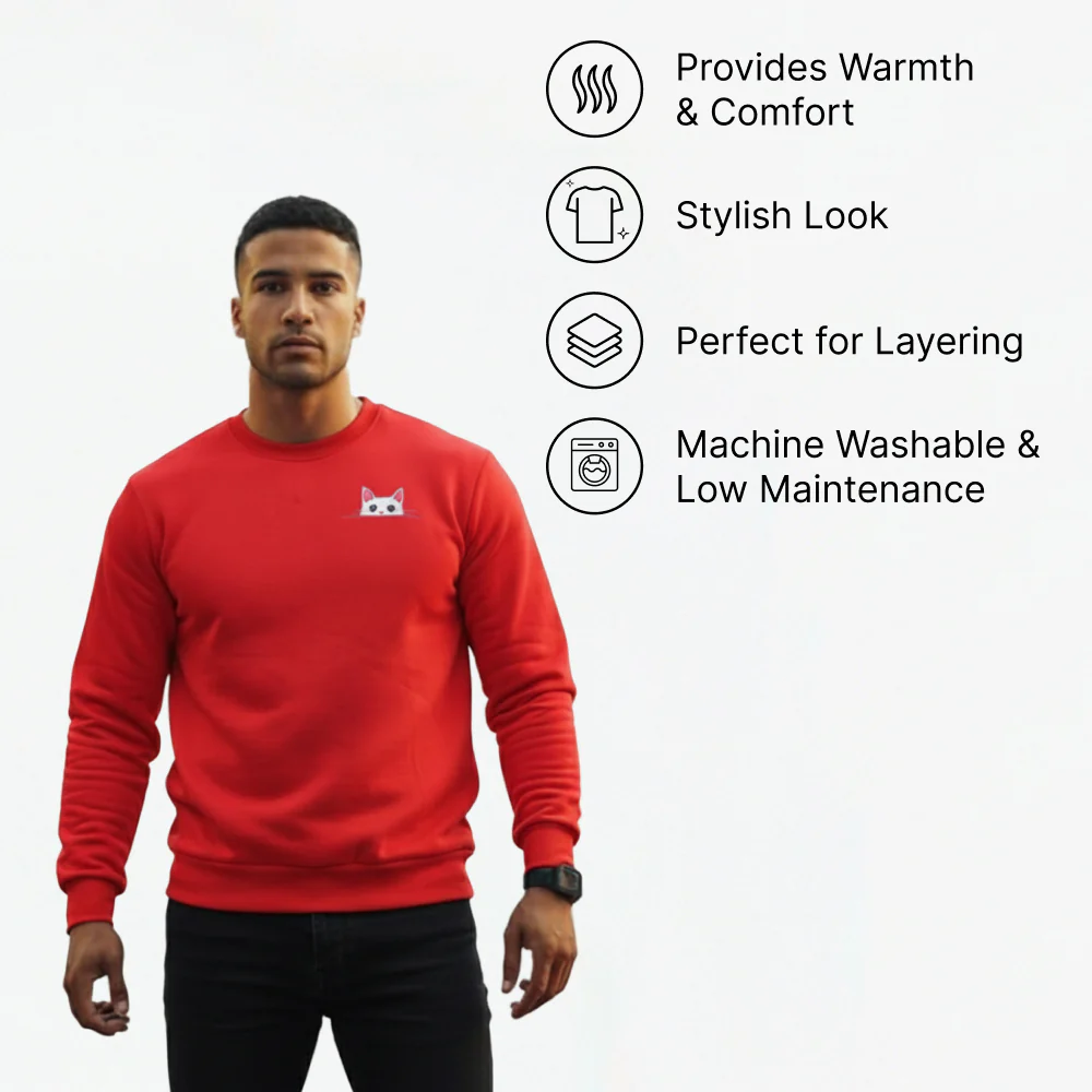 Cat Parent Sweatshirt For Men and Women (Red) - Image 4