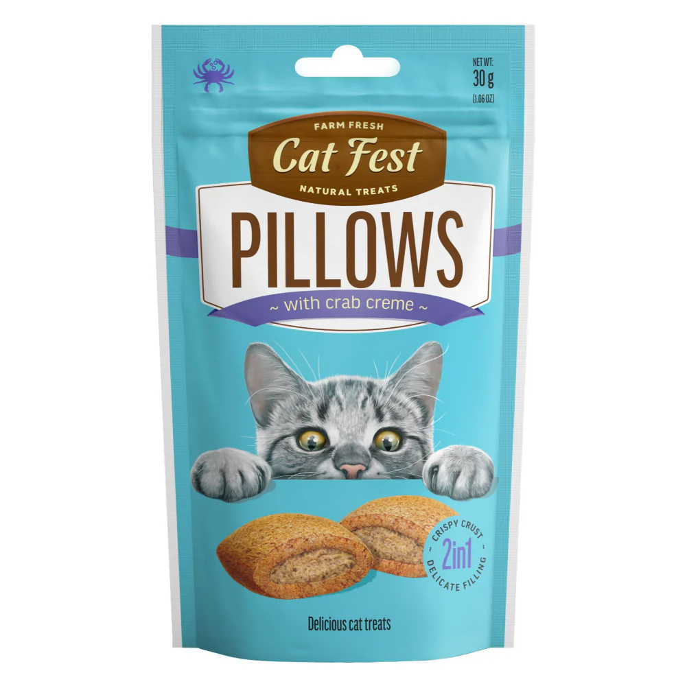 Catfest Pillows with Crab and Chicken Cream Cat Treats Combo - Image 2