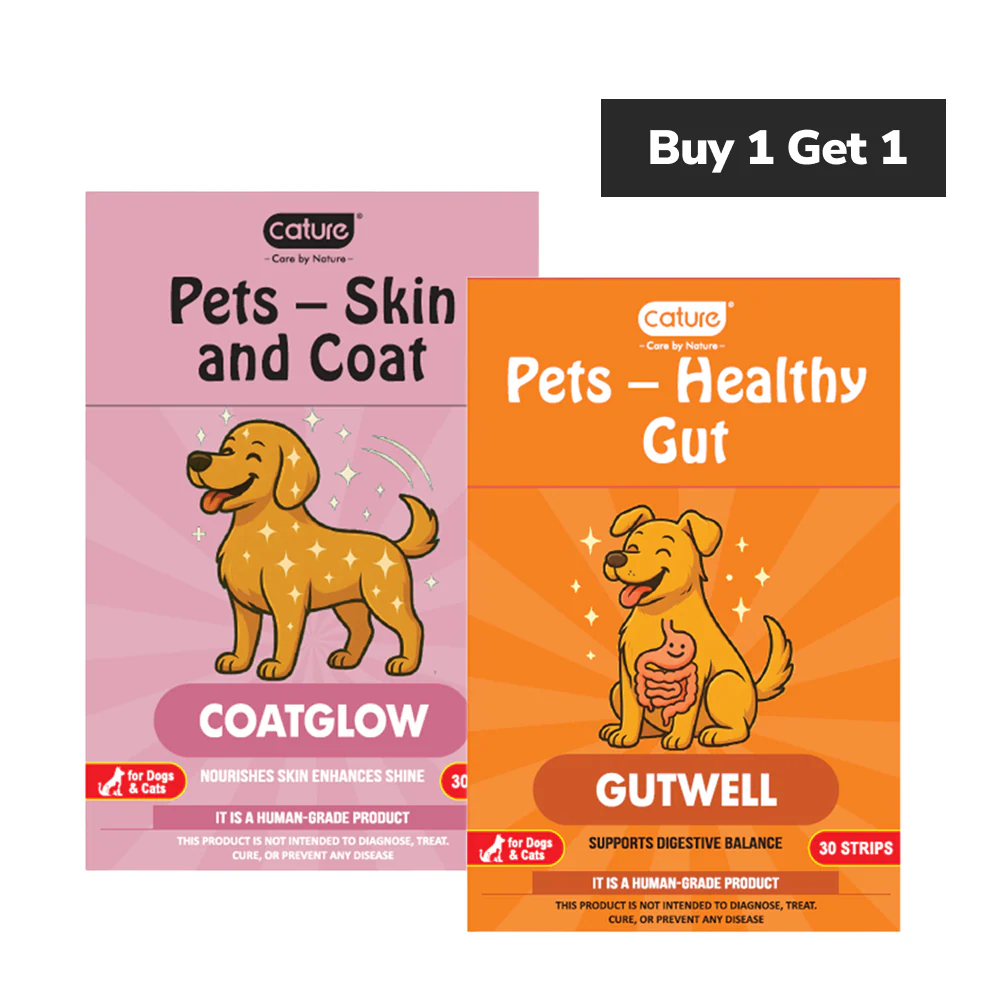 Cature Care by Nature Coatglow & Gutwell Dissolving Oral Strips for Dogs and Cats (Buy 1 Get 1)