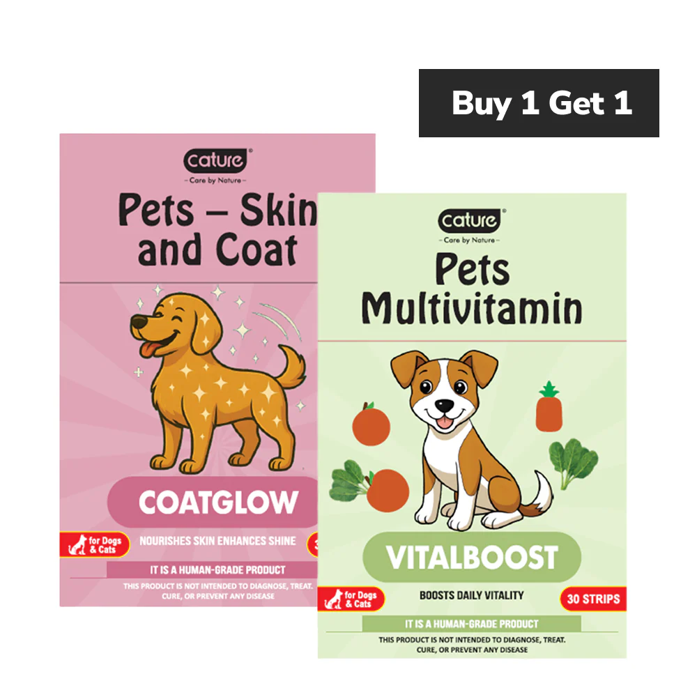 Cature Care by Nature Coatglow & Vitalboost Dissolving Oral Strips for Dogs and Cats (Buy 1 Get 1)