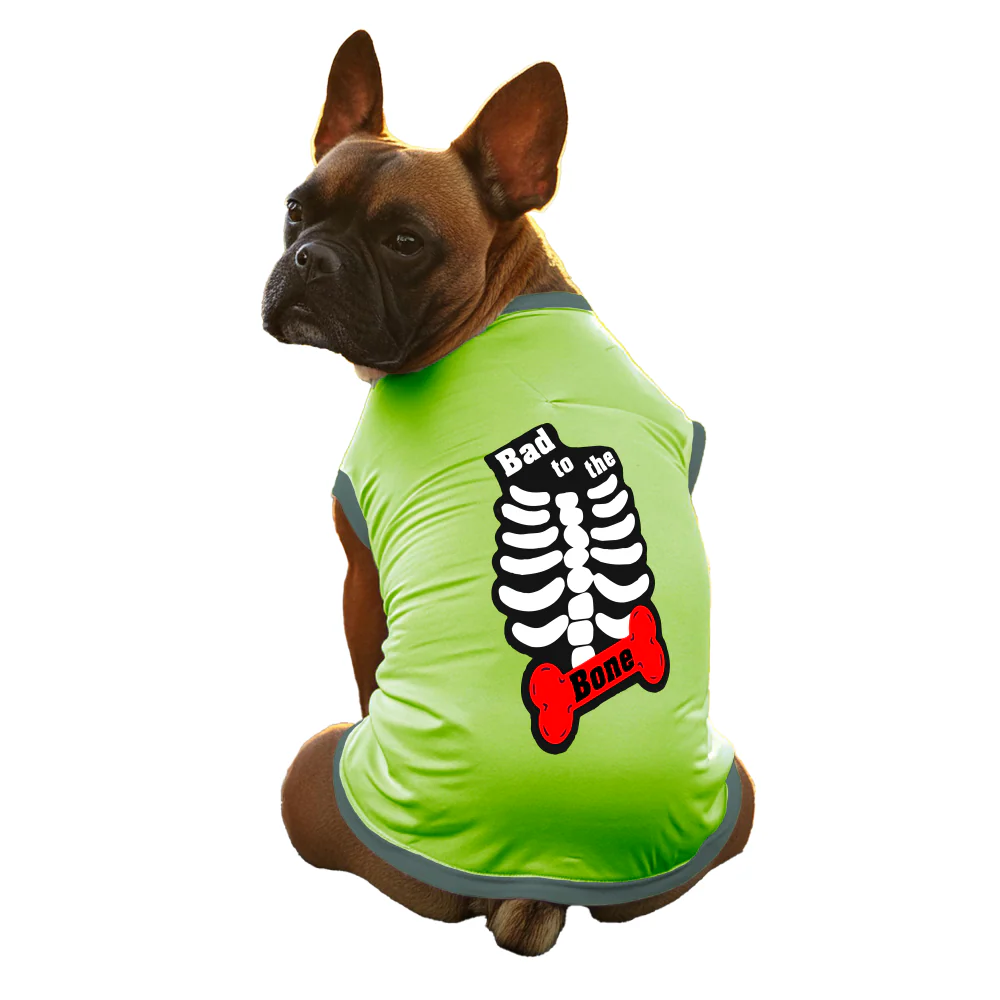 Cheeku Bad to The Bone Graphic Cotton T Shirt For Dogs and Cats (Sharp Green) - Image 3