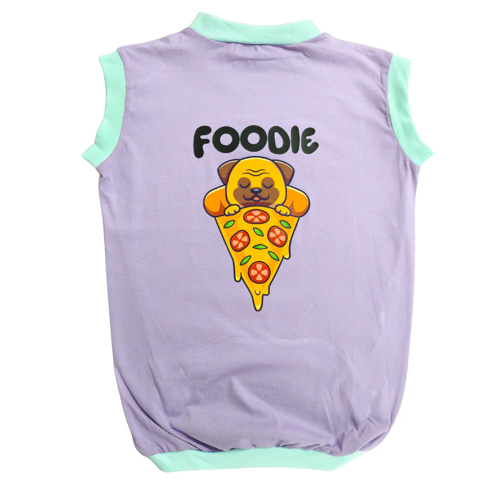 Cheeku Foodie Graphic Cotton T Shirt for Dogs and Cats (Lavender) - Image 3