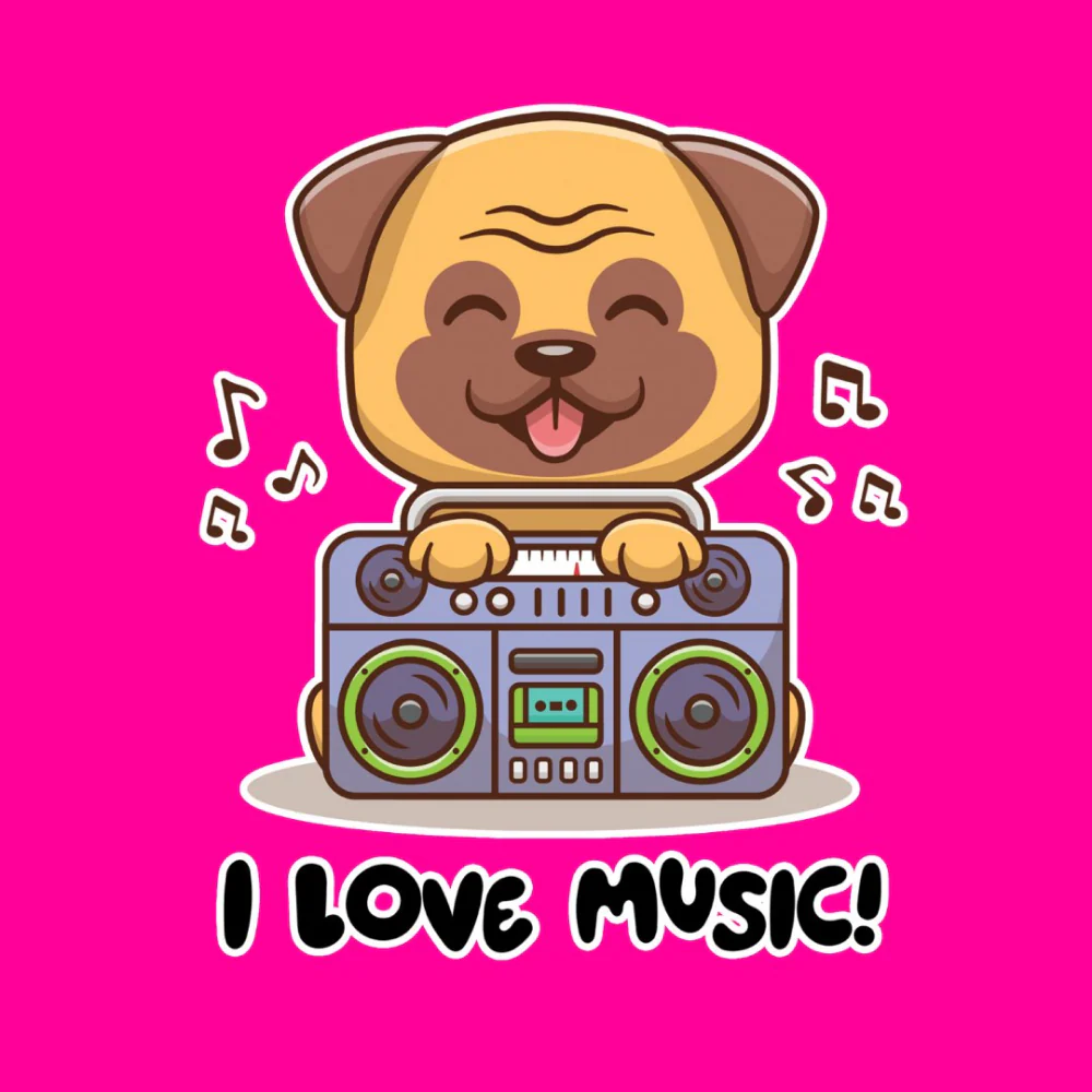 Cheeku I Love Music Graphic Cotton T Shirt for Dogs and Cats (Fuschia) - Image 4