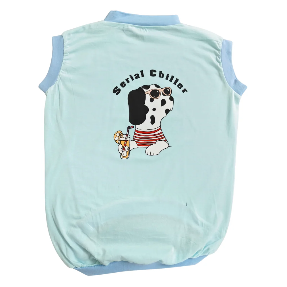 Cheeku Serial Chiller Graphic Cotton T Shirt for Dogs and Cats (Sky Blue) - Image 3