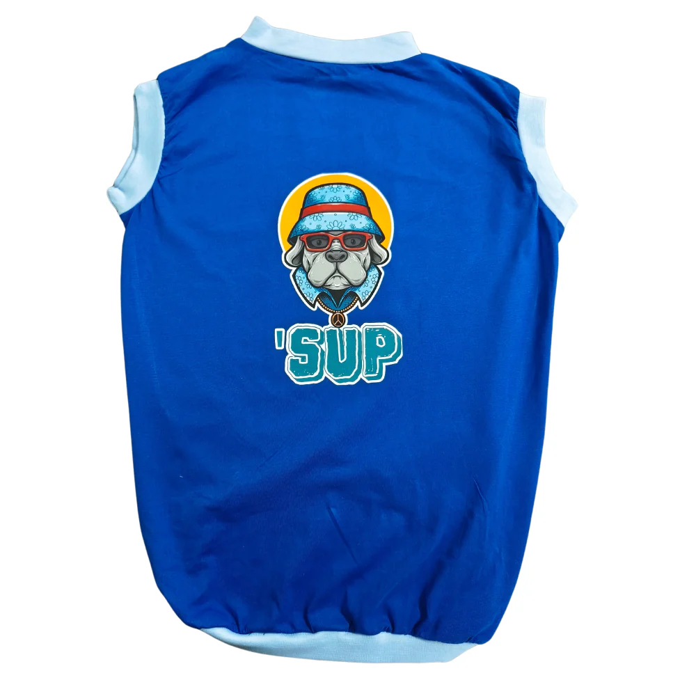 Cheeku SUP Graphic Cotton T Shirt for Dogs and Cats (Blue) - Image 3