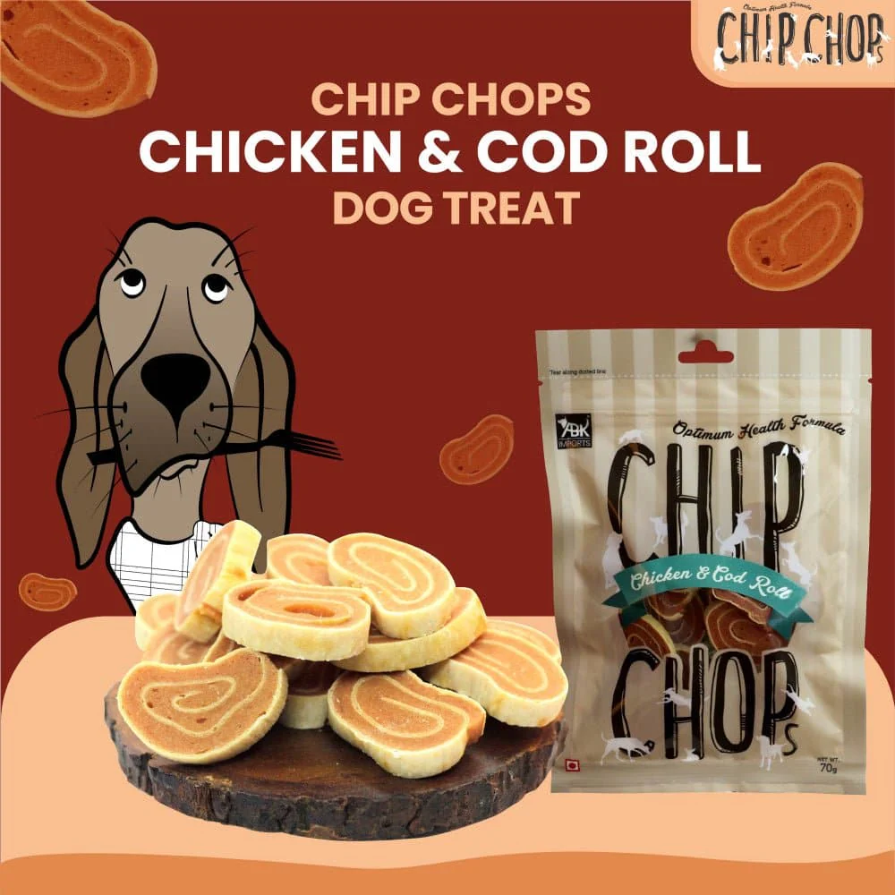 Chip Chops Chicken and Codfish Rolls, Diced Chicken and Chicken and Codfish Sandwich Dog Treats Combo - Image 6