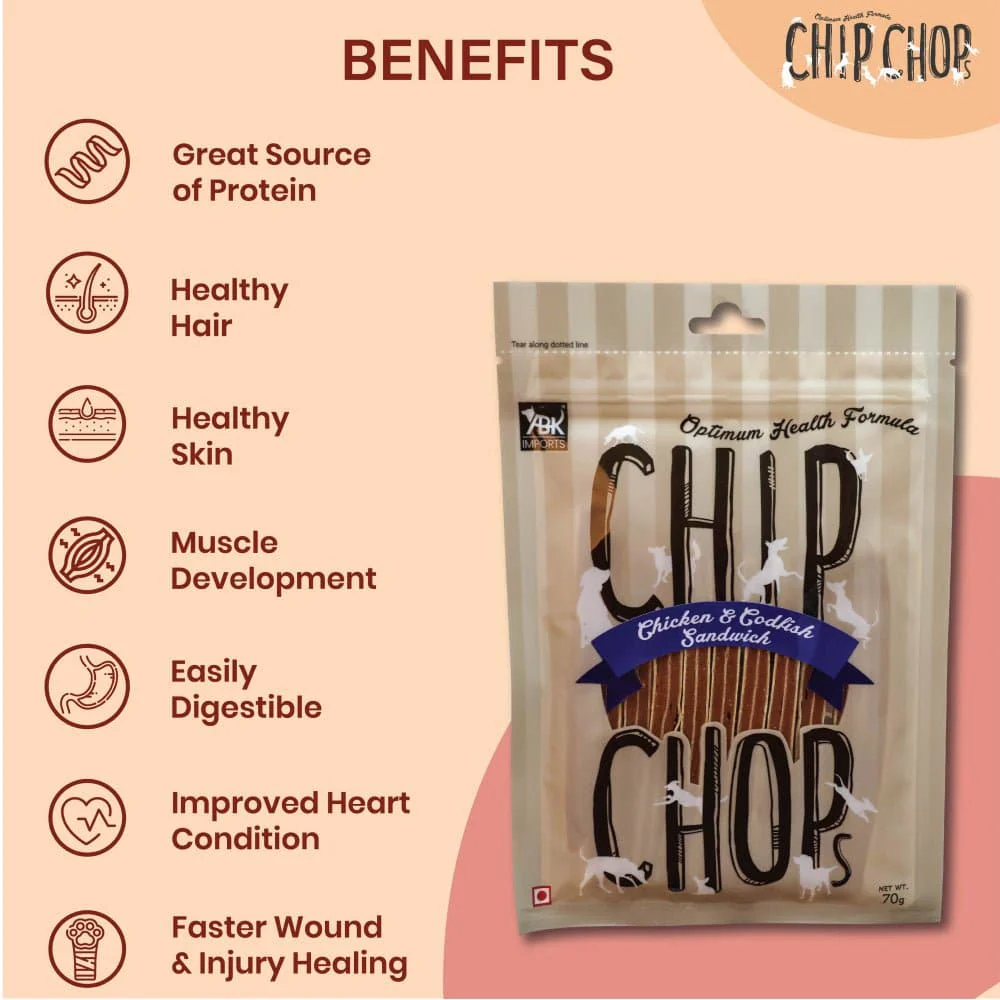Chip Chops Chicken & Codfish Sandwich and Chicken Liver Cubes Dog Treats Combo - Image 13