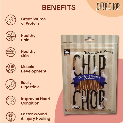 Chip Chops Chicken and Codfish Sandwich and Henlo Chicken Jerky Dog Treats Combo - Image 4