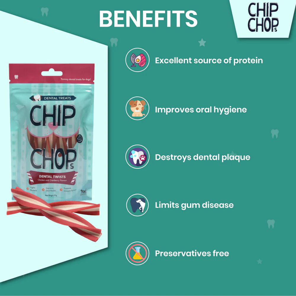 Chip Chops Dental Twist Chicken and Cranberry Flavored Dog Treats - Image 3