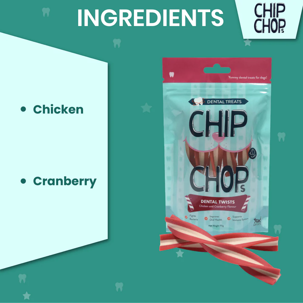 Chip Chops Dental Twist Chicken and Cranberry Flavored Dog Treats - Image 4