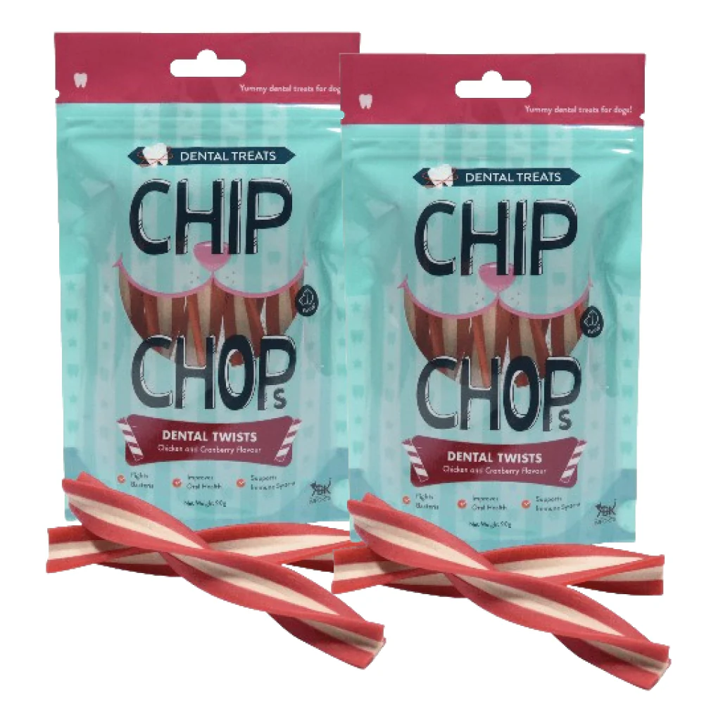 Chip Chops Dental Twist Chicken and Cranberry Flavored Dog Treats - Image 8