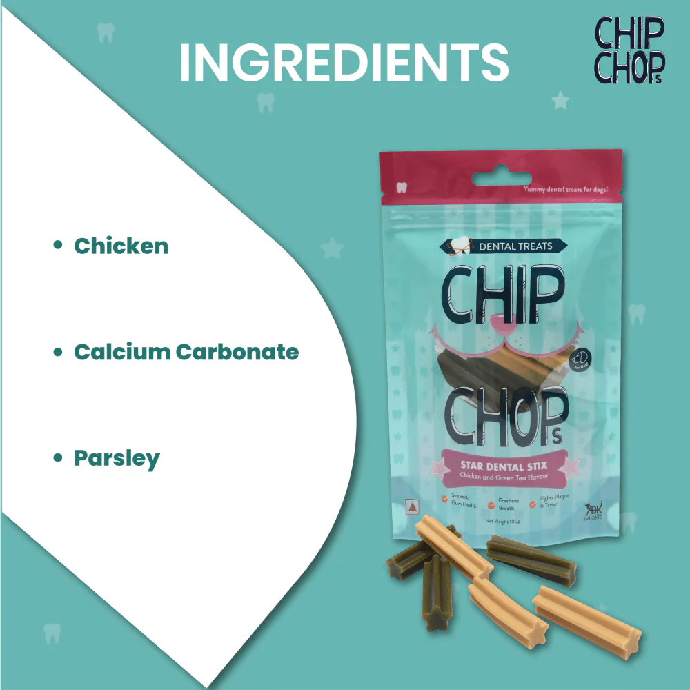 Chip Chops Star Dental Stix Chicken and Green Tea Flavored Dog Treats - Image 4