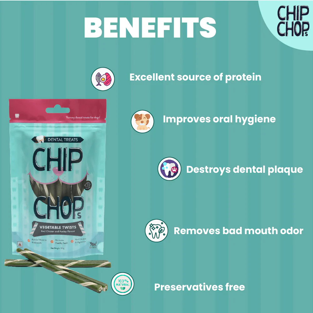 Chip Chops Vegetable Twists Real Chicken and Parsley Flavoured Dog Treats - Image 3