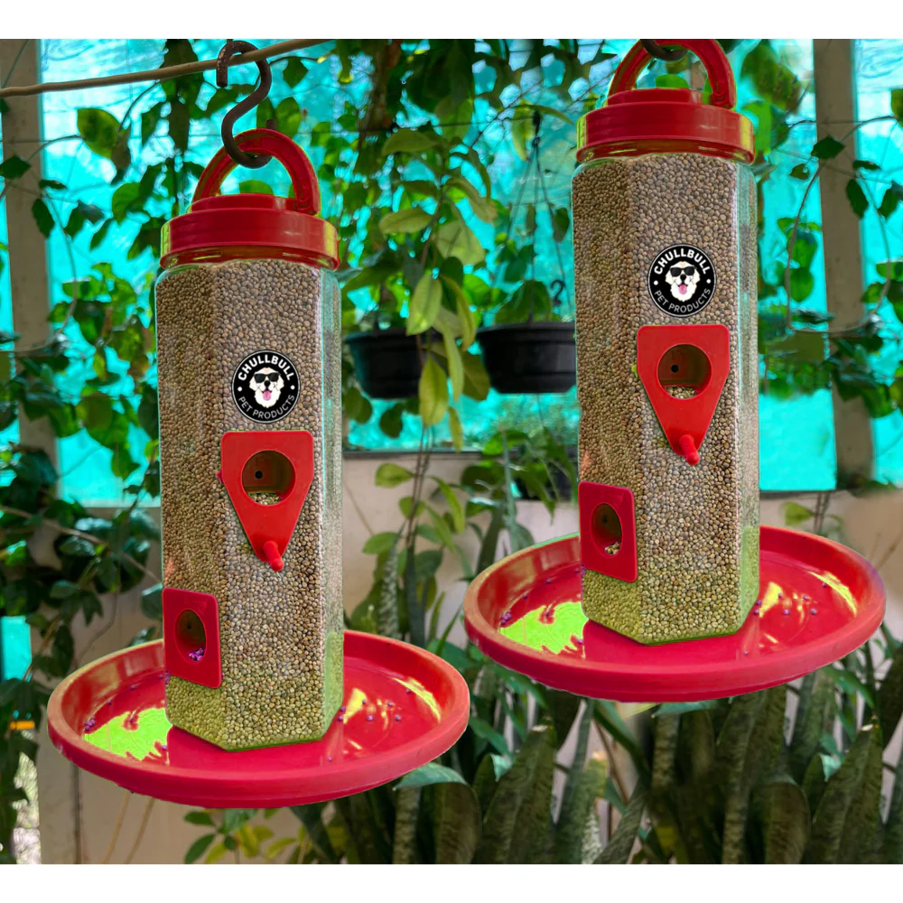 Chullbull Balcony Grill Food Feeder for Birds (Red) - Image 2