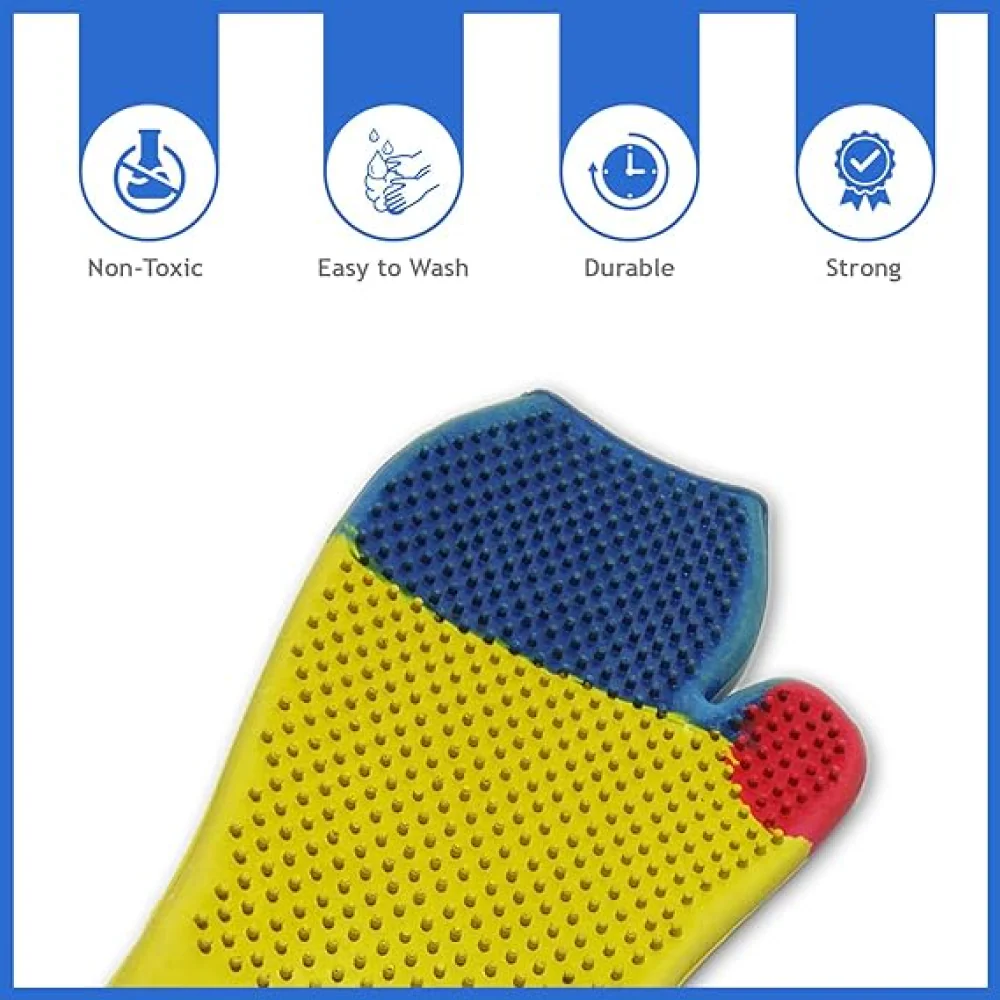Chullbull Bathing and Grooming Gloves for Dogs and Cats (Yellow) - Image 2