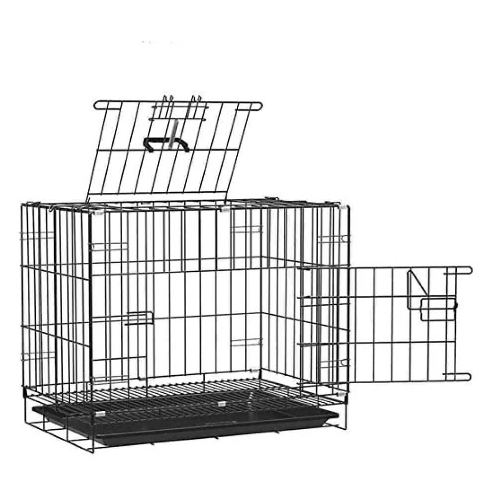 Chullbull Dual Door Heavy Duty Iron Powder Coated with Removable Tray Carrier for Dogs and Cats (Black) - Image 4