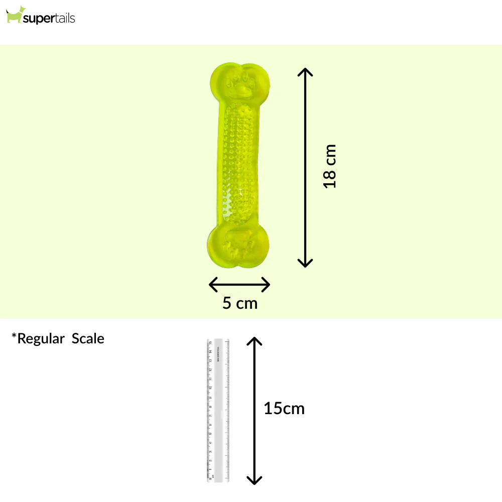 Chullbull Flat Silicone Gel Teething Bone Chew Toy for Puppies & Dogs (Green) - Image 2