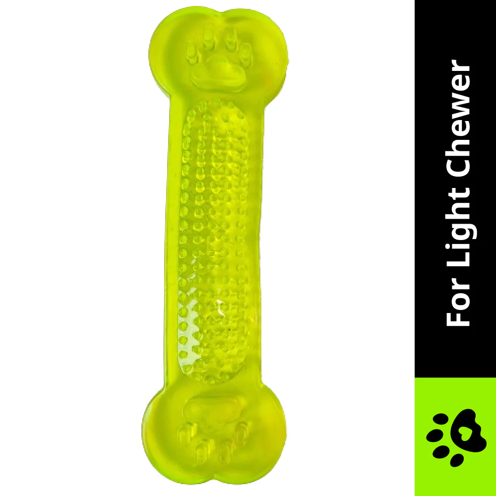 Chullbull Flat Silicone Gel Teething Bone Chew Toy for Puppies & Dogs (Green) - Image 3