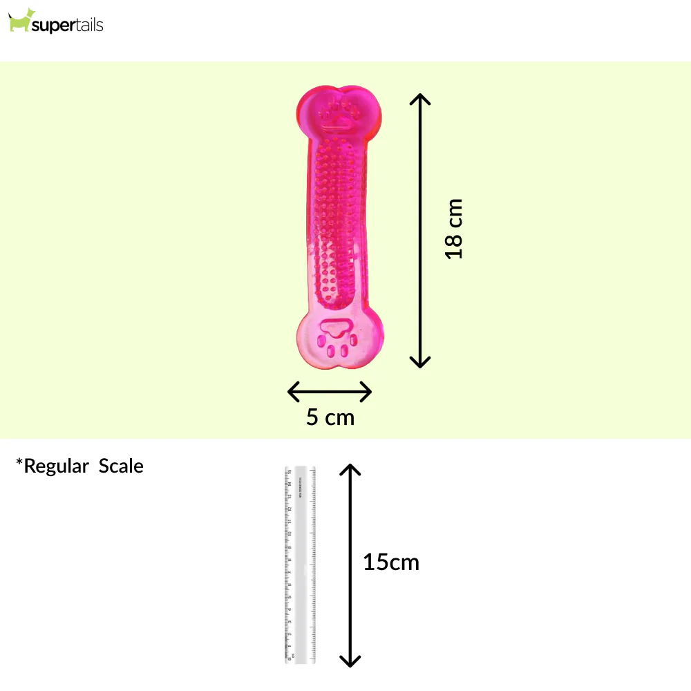 Chullbull Flat Silicone Gel Teething Bone Chew Toy for Puppies & Dogs (Pink) - Image 2