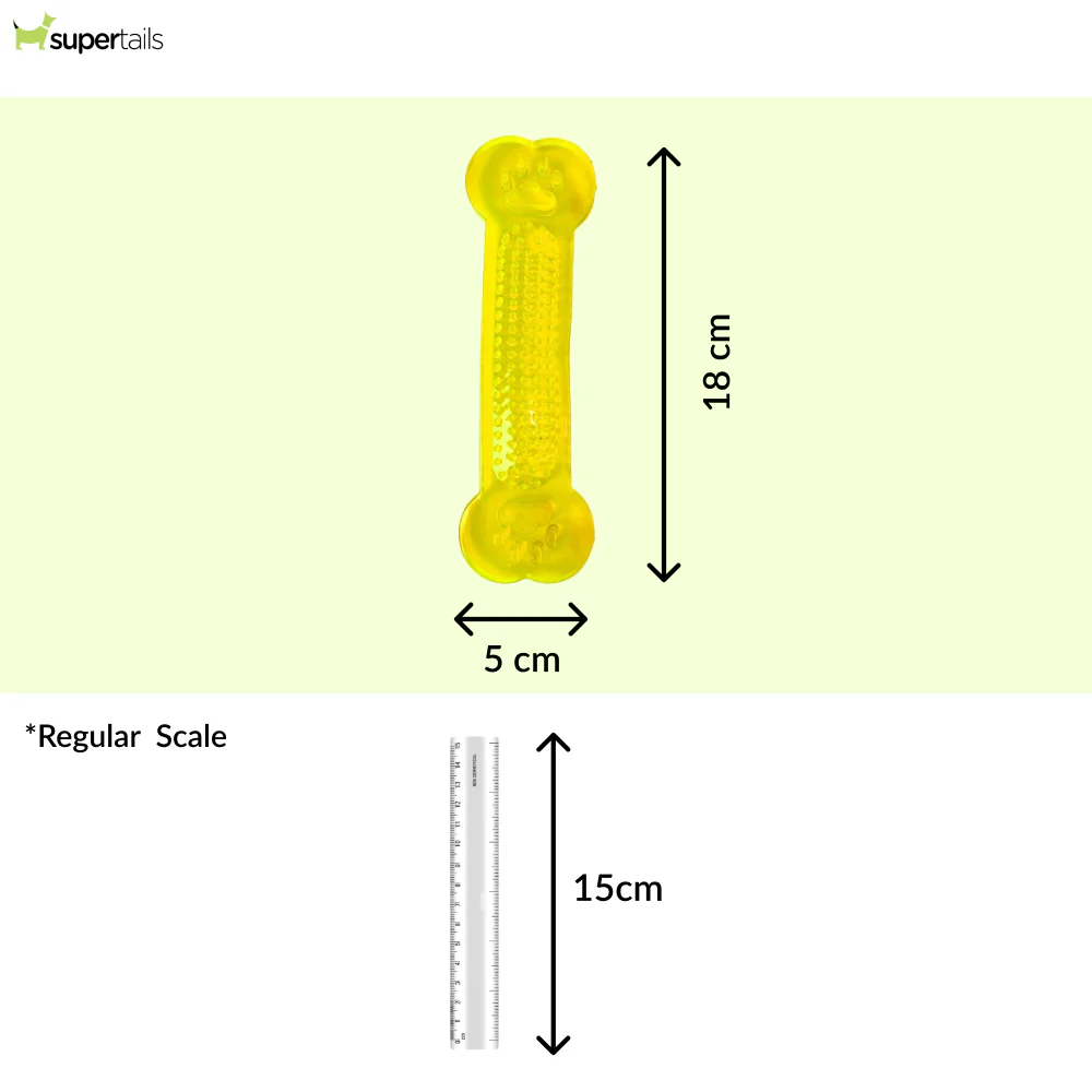 Chullbull Flat Silicone Gel Teething Bone Chew Toy for Puppies & Dogs (Yellow) - Image 2