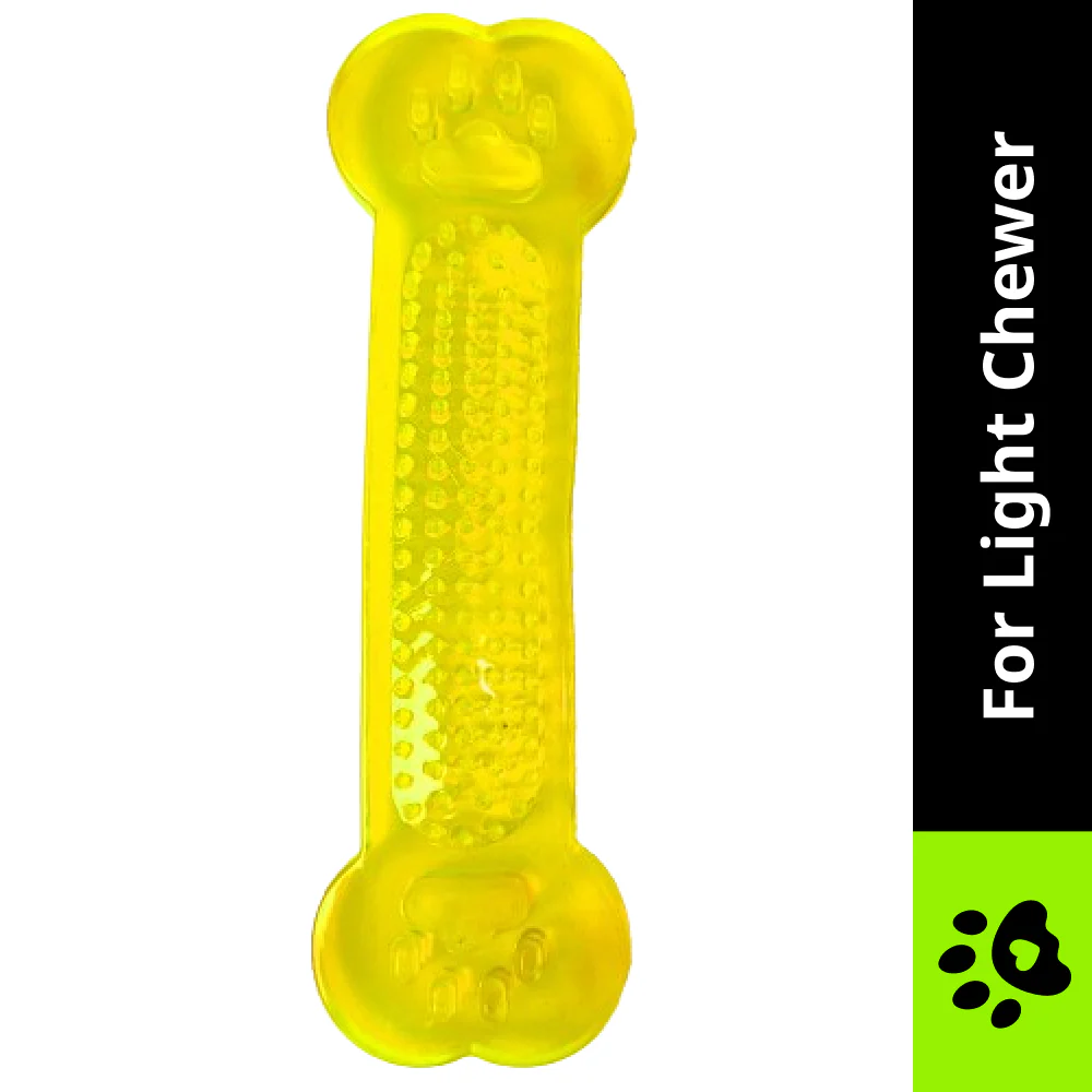 Chullbull Flat Silicone Gel Teething Bone Chew Toy for Puppies & Dogs (Yellow) - Image 3