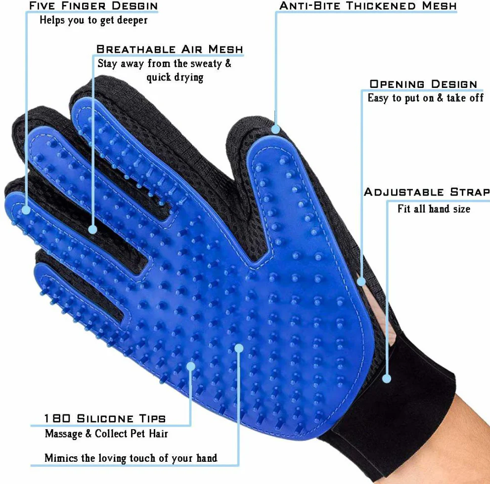Chullbull Grooming Bath Gloves for Dogs (Blue/Black) - Image 2