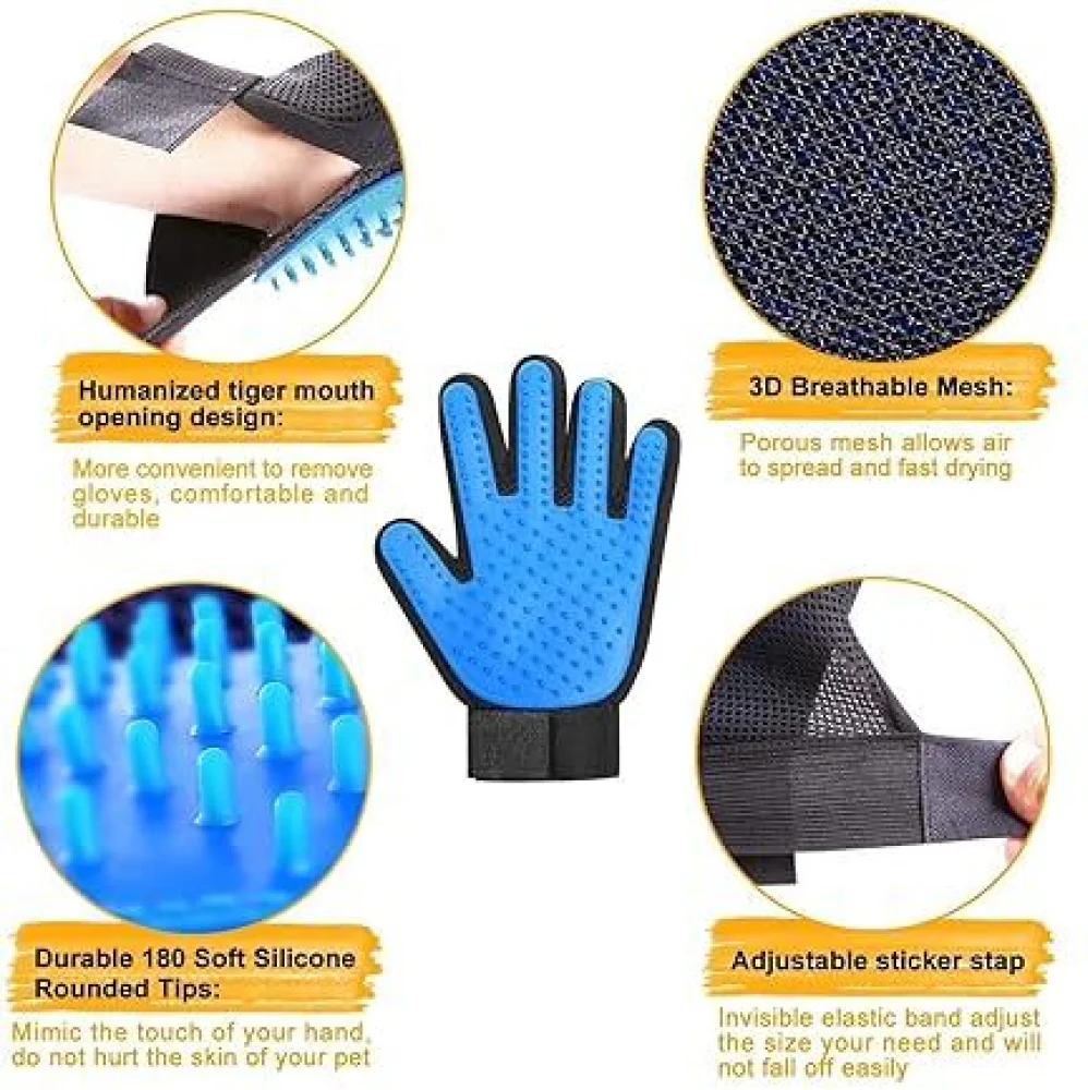 Chullbull Grooming Bath Gloves for Dogs (Blue/Black) - Image 3