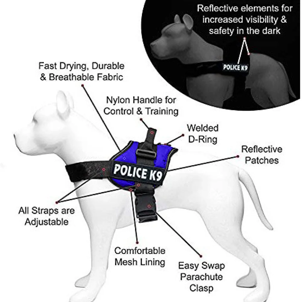 Chullbull K9 Police Buckle Harness for Dogs (Blue) - Image 3