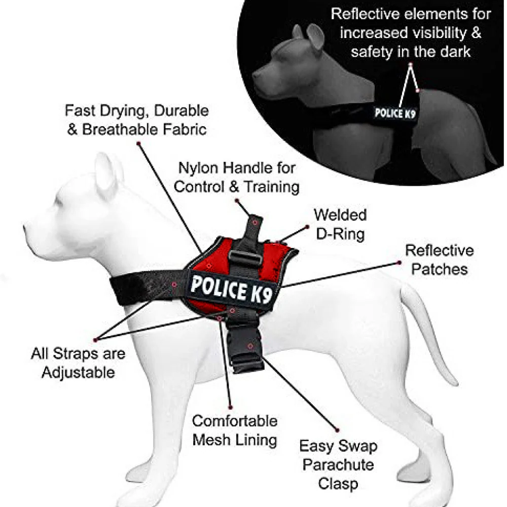 Chullbull K9 Police Buckle Harness for Dogs (Red) - Image 3
