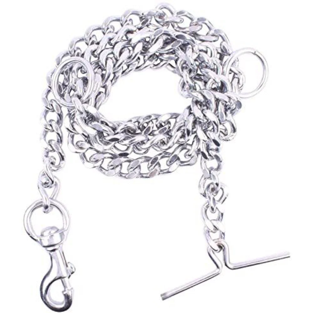 Chullbull Nylon Collar and Heavy Chain Leash for Dogs (Black) - Image 4
